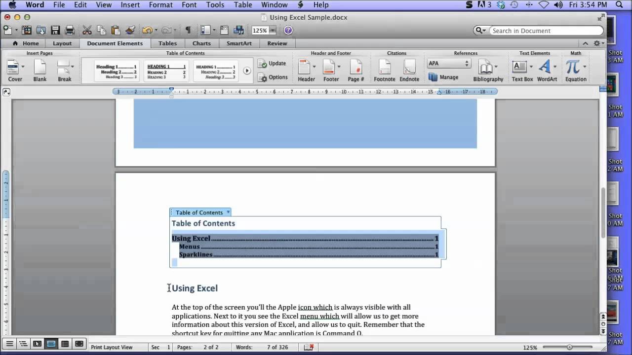 How To Create A Table Of Contents In Word For Mac