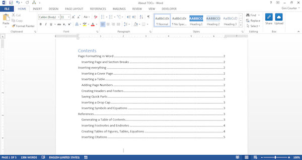 How to create a table of contents in word for mac 10